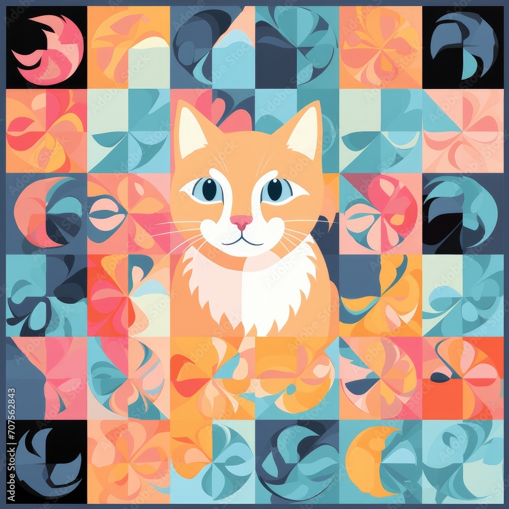 Cute and funny cats doodle set. Cartoon cat or kitten characters design collection with flat color Cute and funny cats doodle set. Cartoon cat or kitten characters design collection with flat color