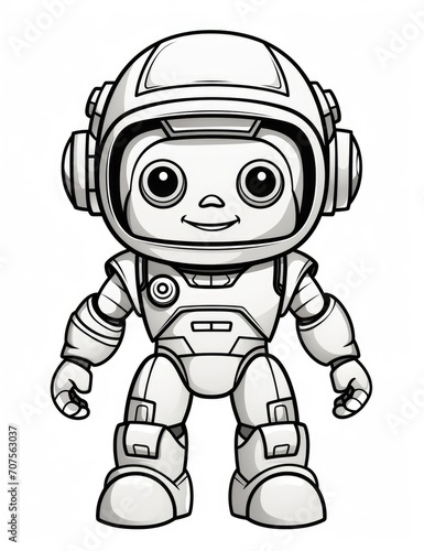 Simple astronaut Coloring Page for Kids, with only basic outlines. a simple style, Black lines
