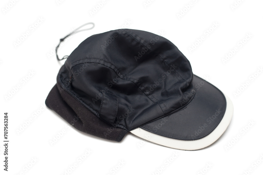 winter warm hat with a visor on a white background. winter warm hat with a visor on a white background.