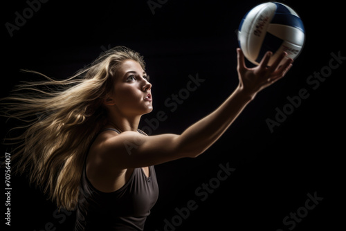 Volleyball Athlete in Mid-Serve Stance in Gym