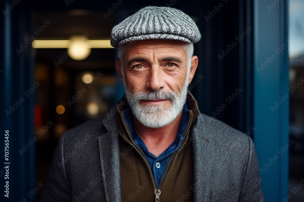 Portrait of a handsome senior man with grey beard and hat. Portrait of a handsome senior man with grey beard and hat.
