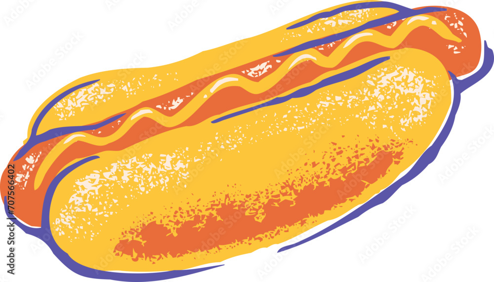 Hotdog Retro Colorful Illustration Hotdog Retro Colorful Illustration