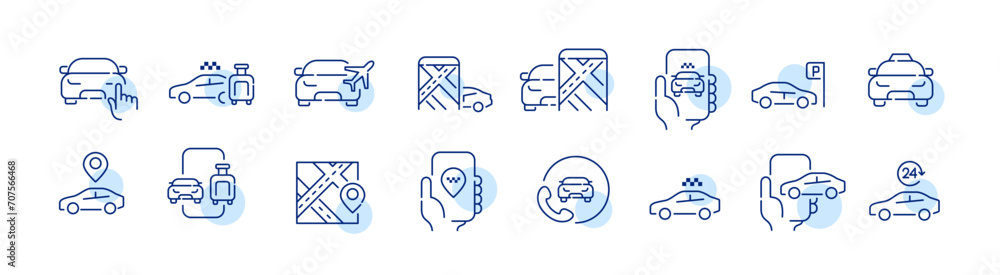 Taxi hailing and mobile app. Pixel perfect, editable stroke icon Taxi hailing and mobile app. Pixel perfect, editable stroke icon