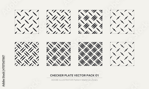 Checked Plate Pattern Set. Industrial and construction texture mapping material. Modern and stylish vector pack. Simple illustration resource. photo