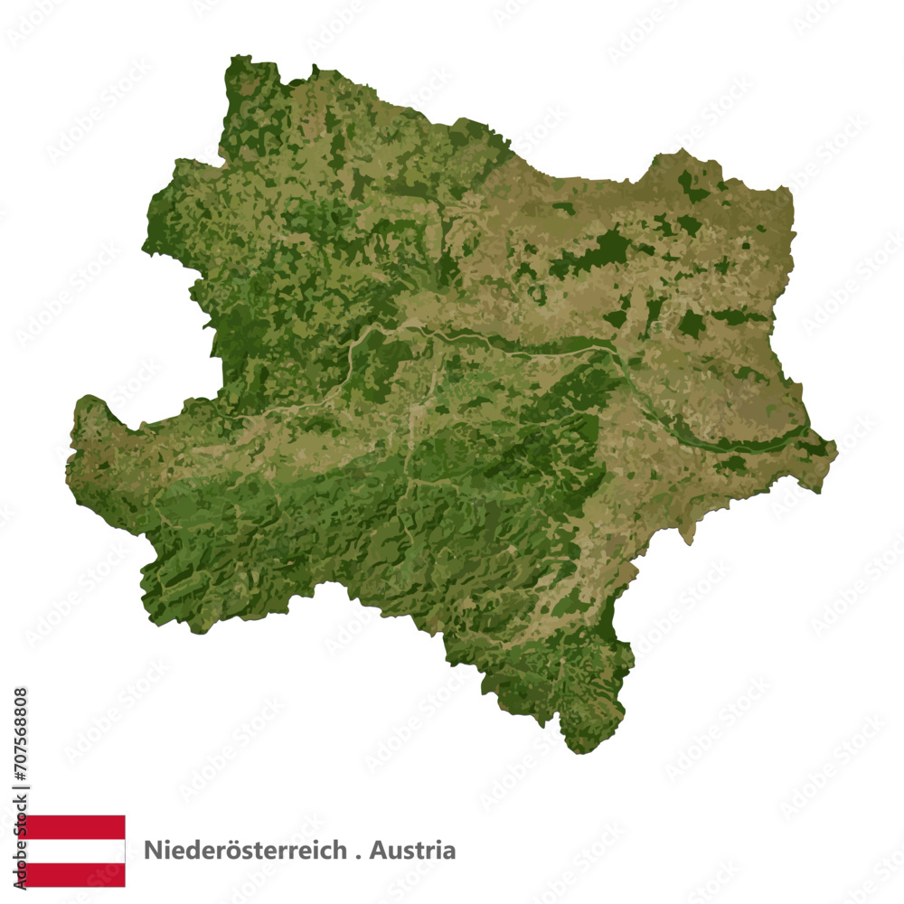 Niederösterreich, State of Austria Topographic Map (EPS)