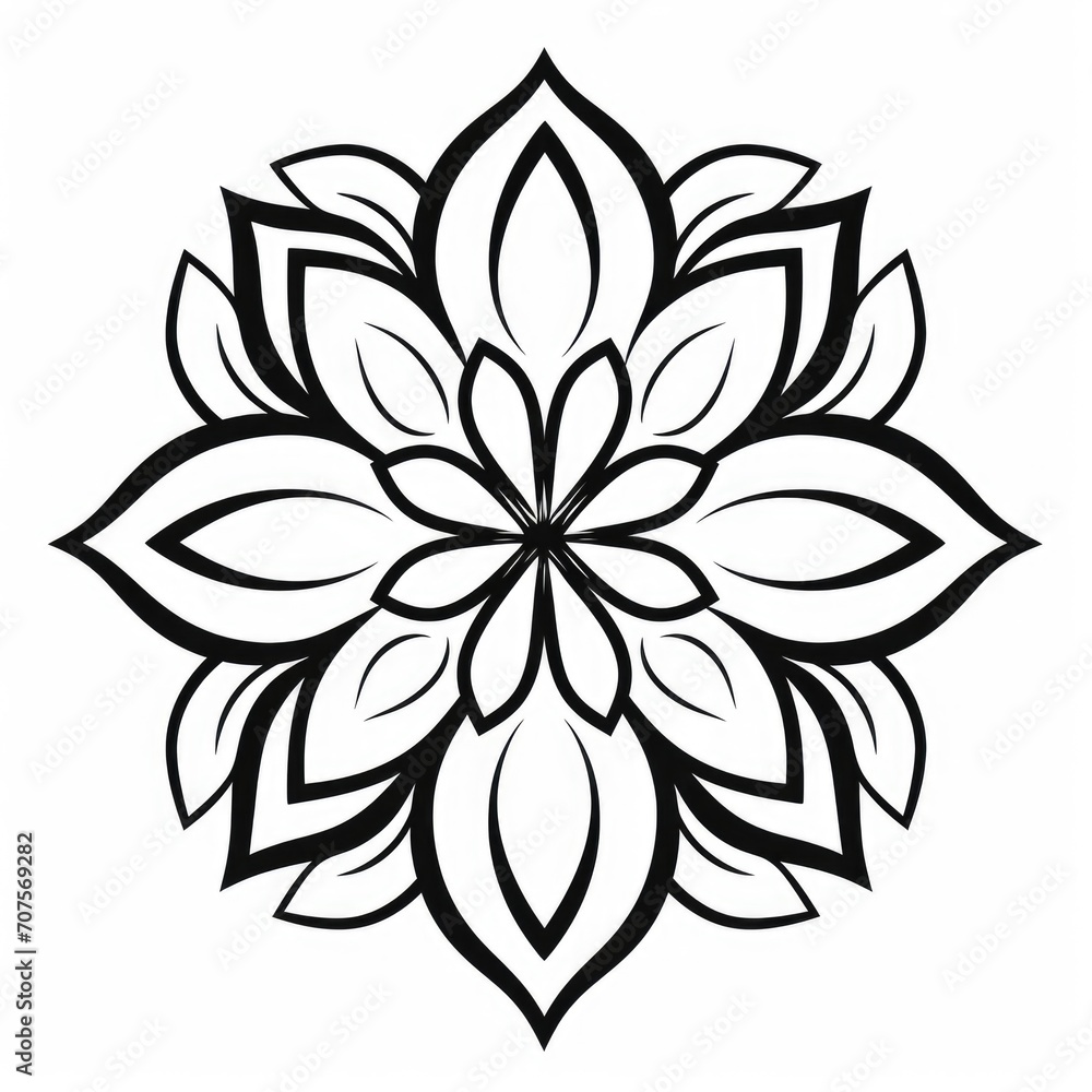 coloring page with flowers pattern. Black and white doodle wreath. Floral mandala. Bouquet line art coloring page with flowers pattern. Black and white doodle wreath. Floral mandala. Bouquet line art