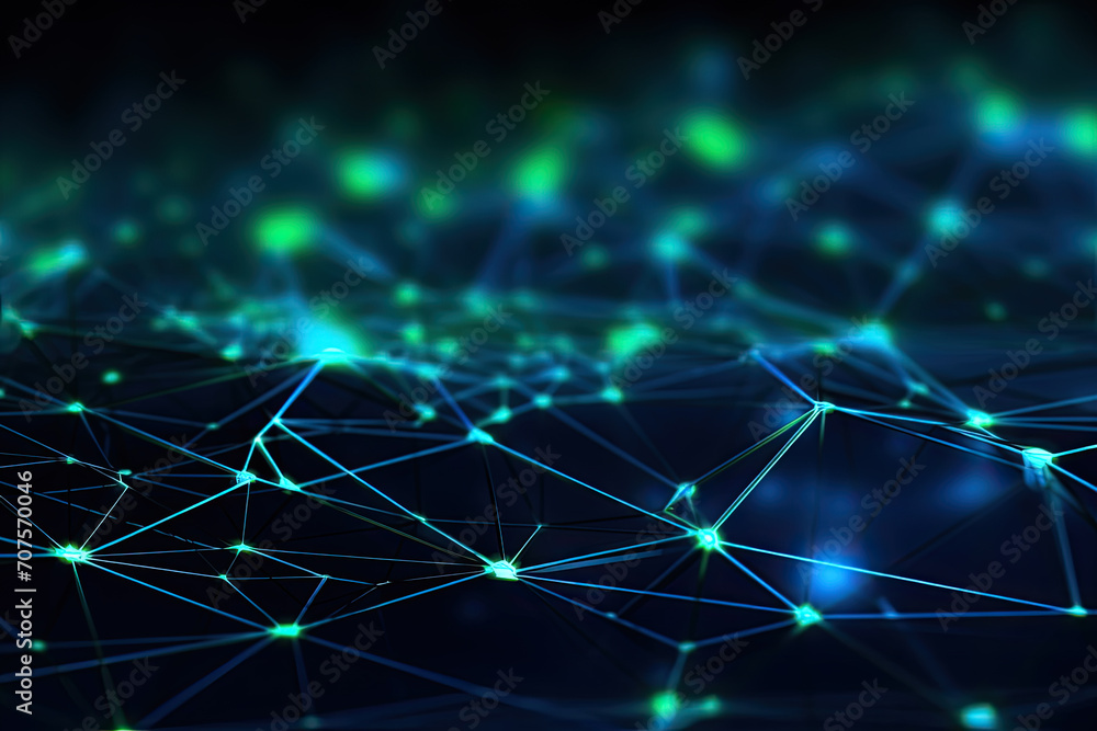 Futuristic Blue and Green Network Lines: High-Tech Digital Connectivity Background Futuristic Blue and Green Network Lines: High-Tech Digital Connectivity Background