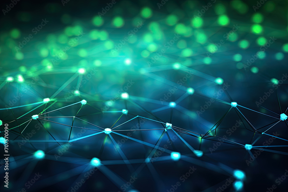 Futuristic Blue and Green Network Lines: High-Tech Digital Connectivity Background Futuristic Blue and Green Network Lines: High-Tech Digital Connectivity Background