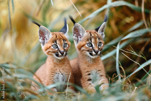 Curious Caracal cubs