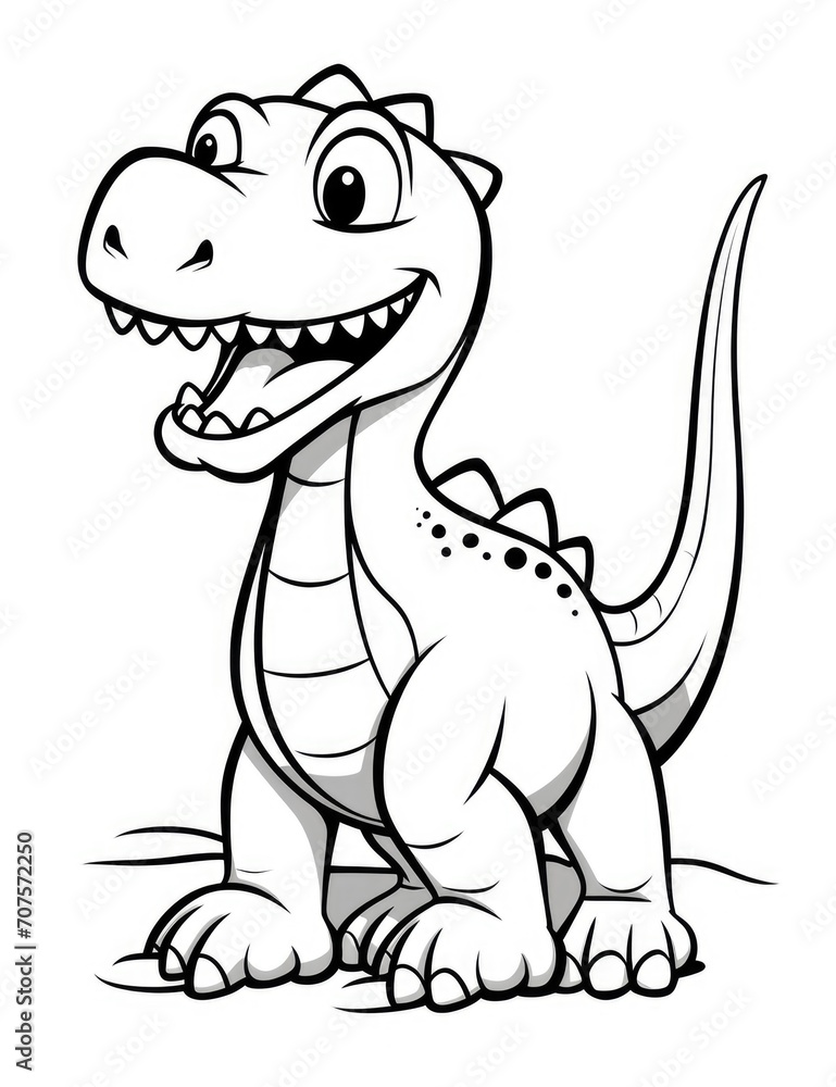 Fototapeta premium Coloring book for children with a dinosaur hand painted in cartoon style