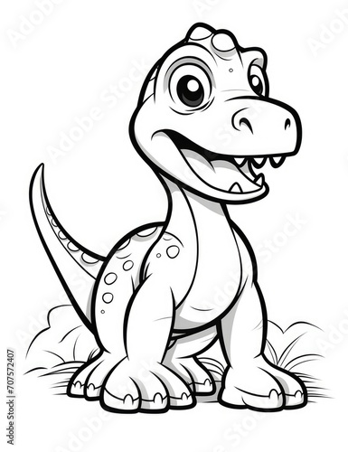 Coloring book for children with a dinosaur hand painted in cartoon style © peacehunter