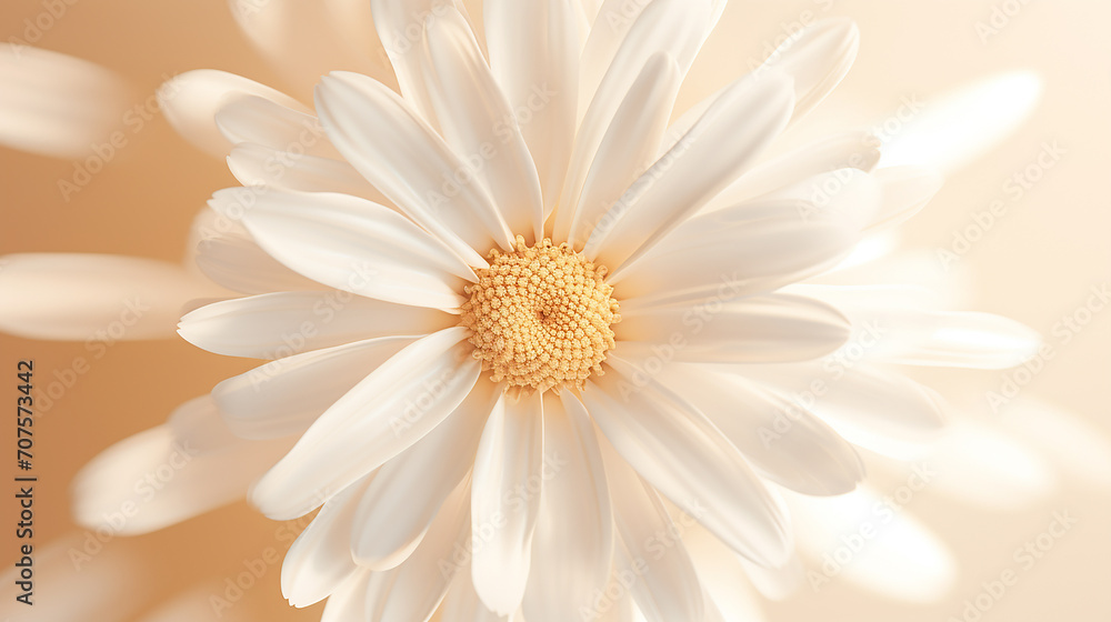 A sprightly daisy with white petals and sunny center, symbolizing purity on white canvas. 3D render - obrazy, fototapety, plakaty 