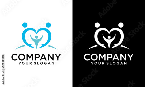 Creative family love logo vector, love and people logo combination. Family Love care logo Vector icon illustration design