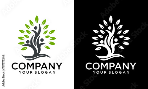 Creative family Human Tree Creative Concept Logo Design Template. Abstract eco human tree logo design vector template, Family tree concept icon logo template.