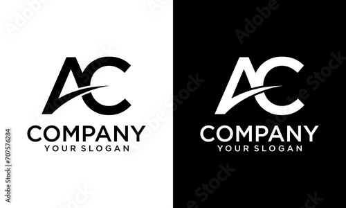Creative AC elegant logo template in gold color, vector. AC Logo. Letter Design Vector with Black Colors.