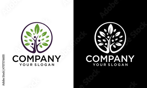 Creative family Human Tree Creative Concept Logo Design Template. Abstract eco human tree logo design vector template, Family tree concept icon logo template.