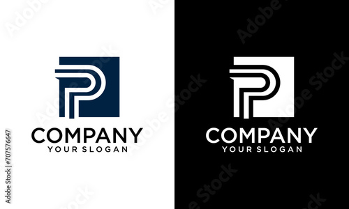 Creative The concept of the letter P logo design, initial P design, P icon design, minimalist P design and box