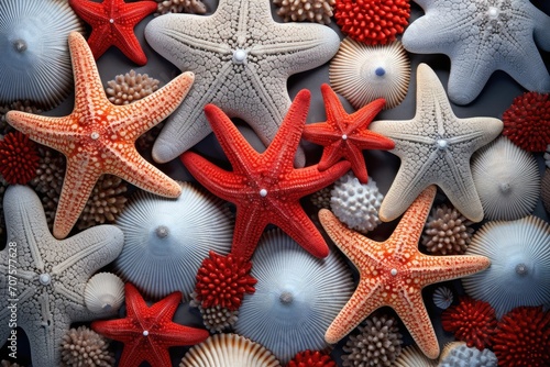Sea Star Symphony  Sea stars arranged in a visually stunning composition.
