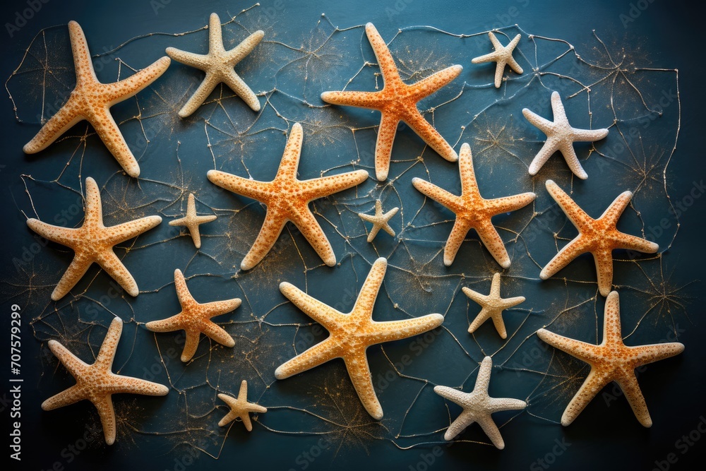 Starfish Constellation: Starfish arranged in the shape of constellations. Starfish Constellation: Starfish arranged in the shape of constellations.