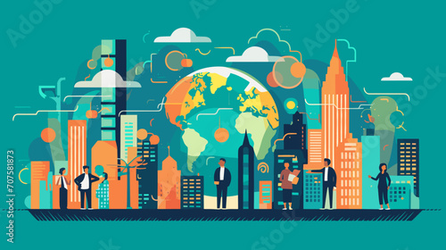 World wide business concept image. Vector illustration. photo