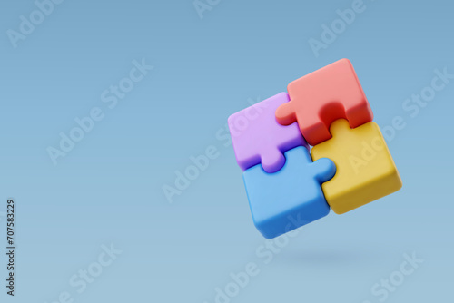 3D Vector Colorful jigsaw puzzle cube, strategy jigsaw business and education.