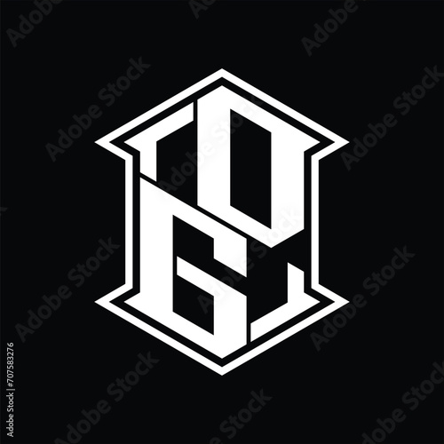 DG Logo monogram hexagon shield shape up and down with sharp corner isolated style design © F4KEarts