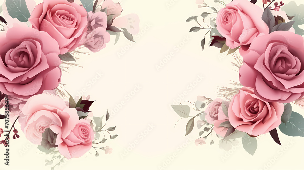 Empty floral frame with copy space for greeting card or invitation design Empty floral frame with copy space for greeting card or invitation design