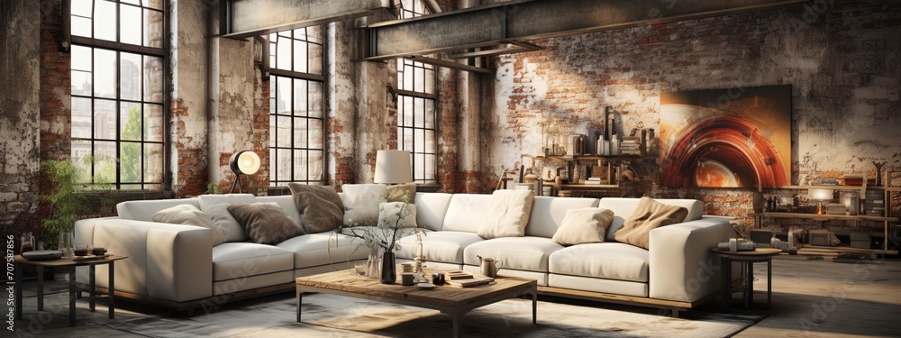Spacious living room with sofa Spacious living room with sofa