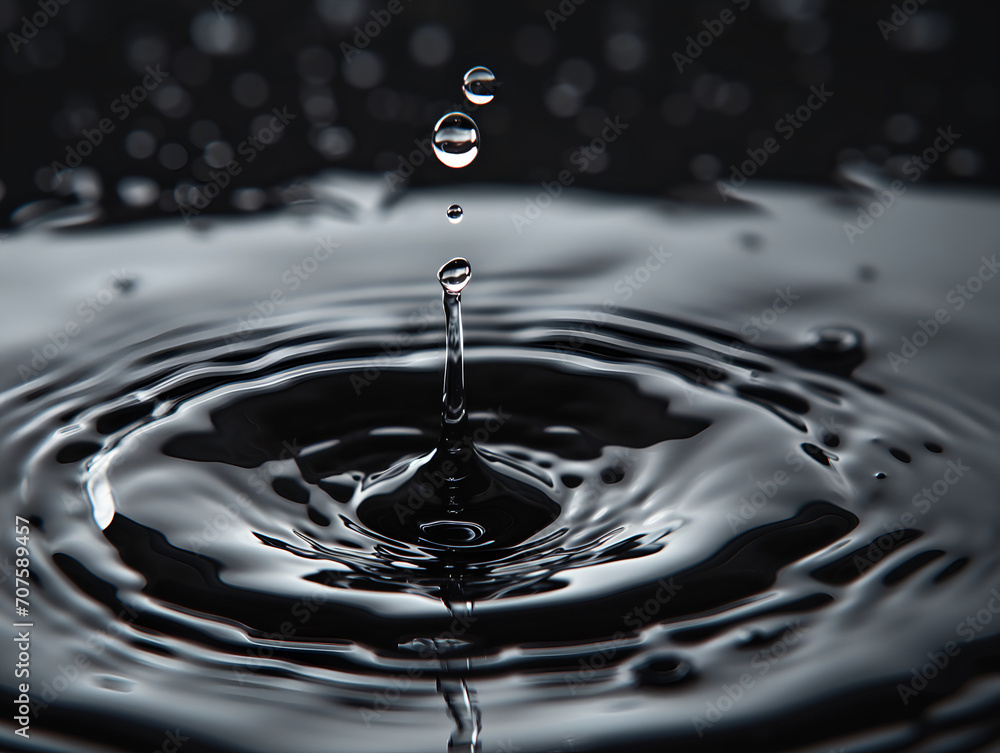 water drop splash on black background