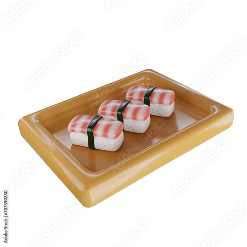 3d icon salmon sushi png transparent for decoration in creative componen  photo