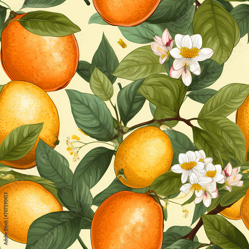 Fresh Yellow & Orange Fruits Pattern
