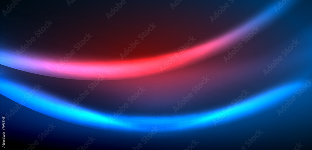 Dynamic waves in ethereal glow of neon lights. Concept merges fluidity of motion with vibrant allure of neon, crafting entrancing backdrop that embodies both vitality and futuristic sophistication Dynamic waves in ethereal glow of neon lights. Concept merges fluidity of motion with vibrant allure of neon, crafting entrancing backdrop that embodies both vitality and futuristic sophistication