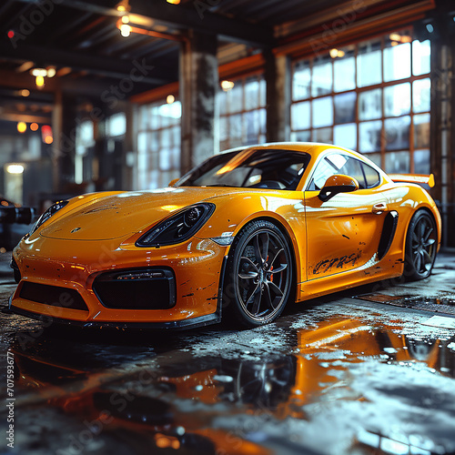 Dark orange car parked in an industrial building  © TheChamp85