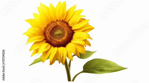 A single sunflower plant in 3D, its bright yellow petals and brown center rendered