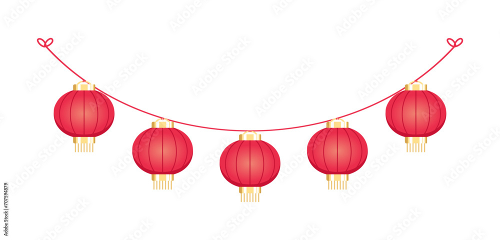 Chinese Lantern Hanging Garland, Lunar New Year and Mid-Autumn Festival Decoration Graphic Chinese Lantern Hanging Garland, Lunar New Year and Mid-Autumn Festival Decoration Graphic