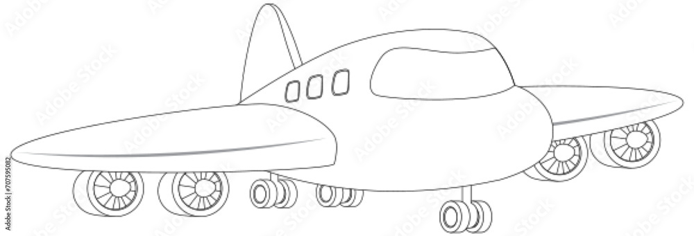 Black and white vector of a modern airplane Black and white vector of a modern airplane