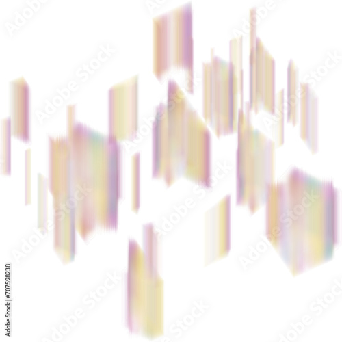 An abstract transparent iridescent glitch art texture element.