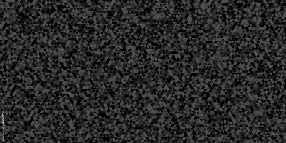 Fototapeta premium Seamless geometric pattern square shapes low polygon backdrop background. Abstract geometric wall tile and metal cube background triangle wallpaper. Gray and black polygonal background.