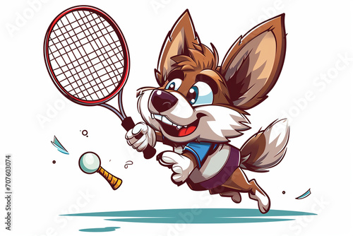 cartoon dog holding a racket © Angahmu2