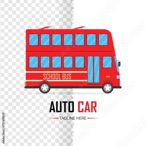 Passenger cartoon style school bus modern auto vehicles, wheeled motor transport designs © Surkhab