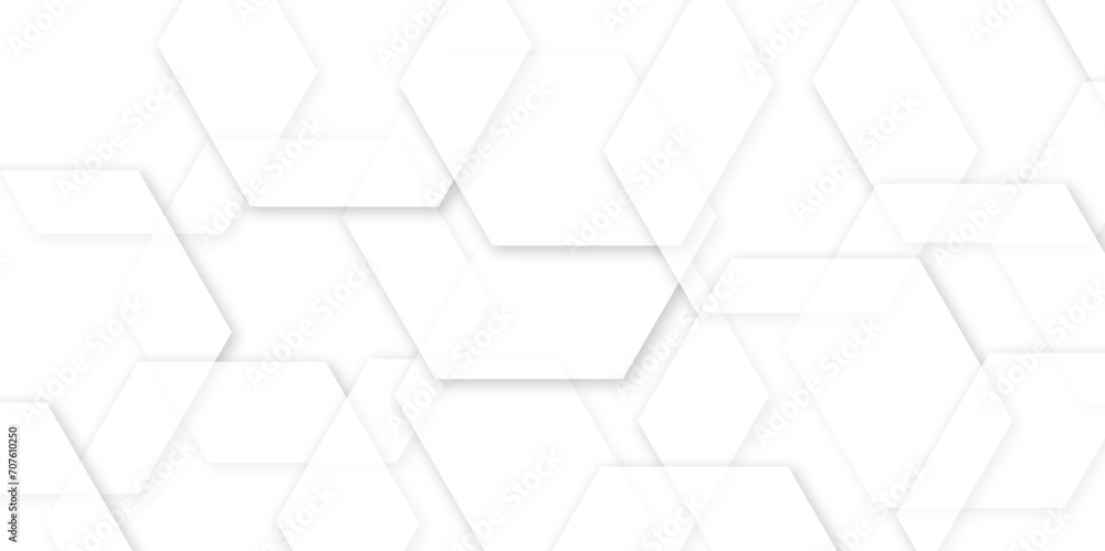 Abstract white background with hexagons and seamless pattern in vector design . luxury white pattern geometric mesh cell texture . - obrazy, fototapety, plakaty 