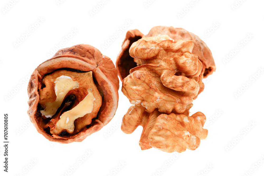 Walnuts on a white background Walnuts on a white background