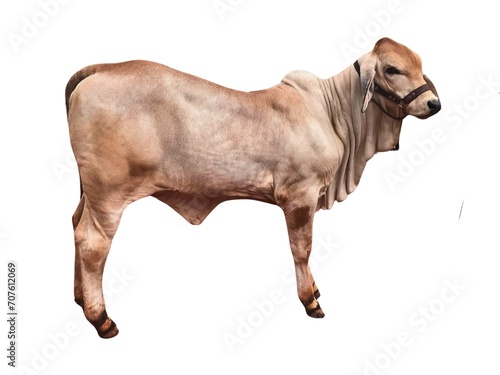 An image of a native cow standing on a white background for use.