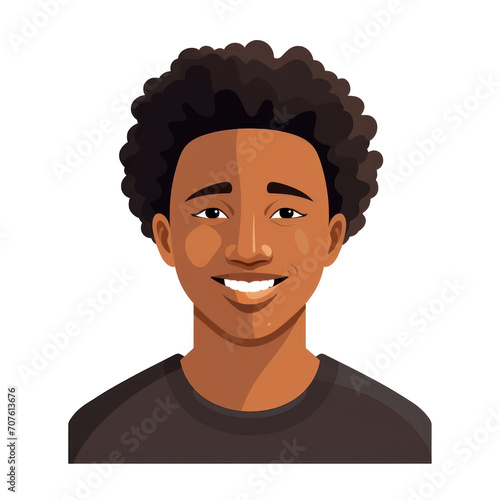 African american laughing young man with afro hair. Funny ethnic boy face  Happy smiling black man. isolated on a transparent background. 