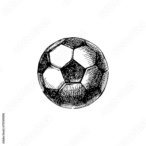 Hand drawn sport sketch football soccer ball. Vector illustration