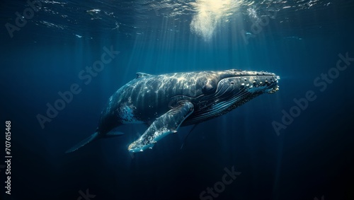 whale swimming in the ocean photo