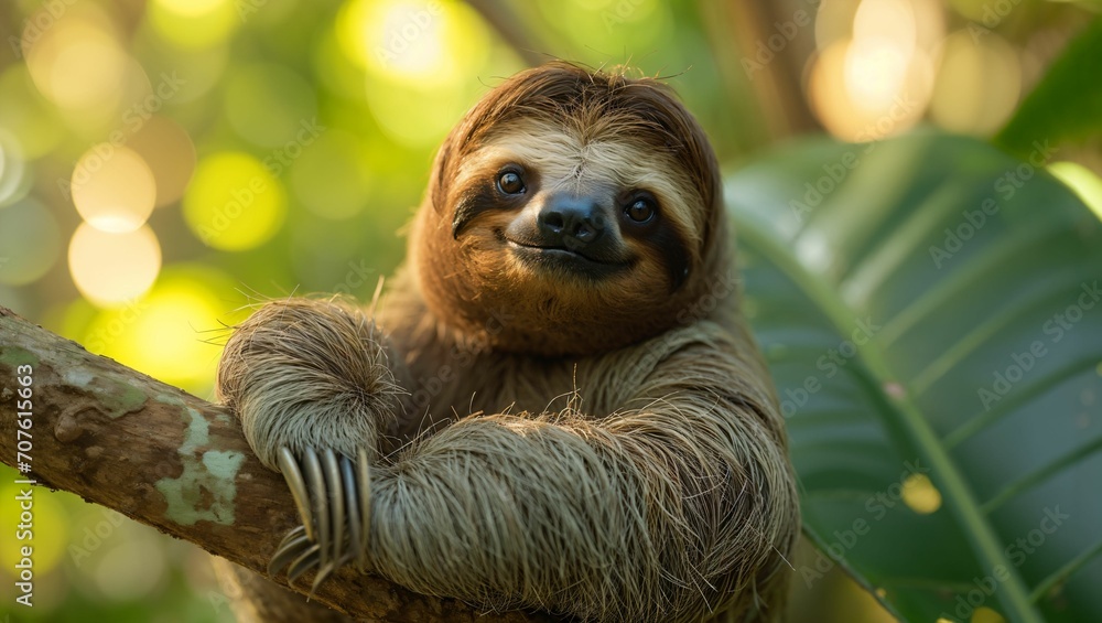 sloth on the branch in the forest sloth on the branch in the forest