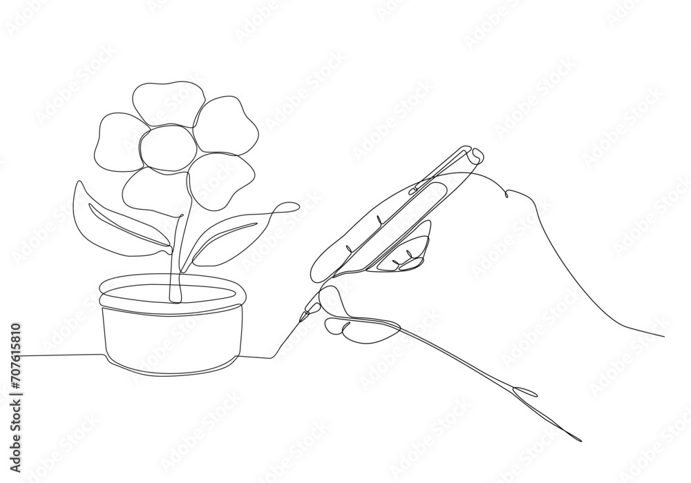 continuous line of hand and pen drawing flower vector illustration continuous line of hand and pen drawing flower vector illustration