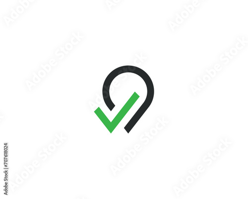 Pin Check Location Logo Concept sign icon symbol Element Design. Tick, Pinpoint Logotype. Vector illustration template