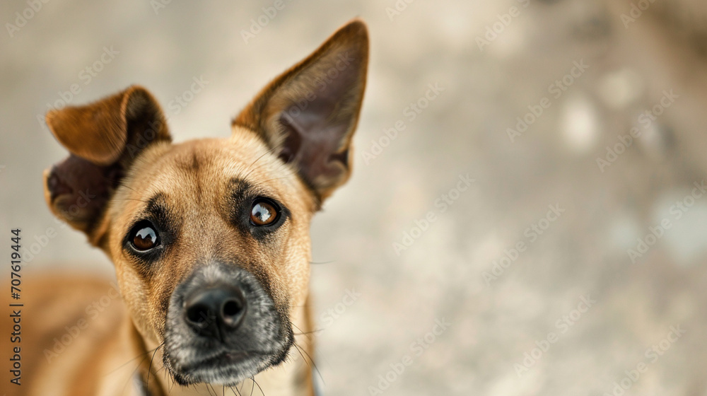 dog listening with big ear. AI Generative